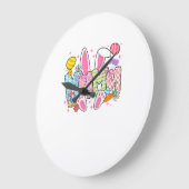 Easter Mama Bunny Ears Coquette Bow Easter Rabbit  ラージ壁時計 (傾斜)