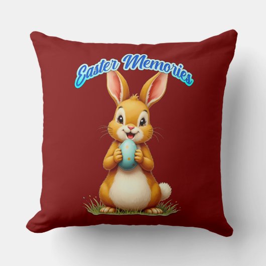 Easter Memories – Cute Bunny Illustration almofada クッション (正面)