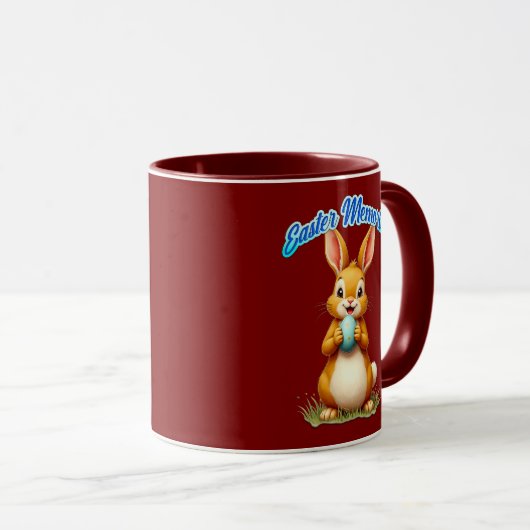 Easter Memories – Cute Bunny Illustration caneca マグカップ (正面右)