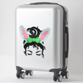 Easter Messy Bun Sticker – Bunny Ear Hair Bun  シール (スーツケース)