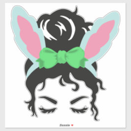 Easter Messy Bun Sticker – Bunny Ear Hair Bun  シール