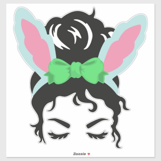 Easter Messy Bun Sticker – Bunny Ear Hair Bun  シール (シート)