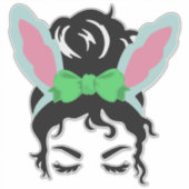 Easter Messy Bun Sticker – Bunny Ear Hair Bun  シール (正面)