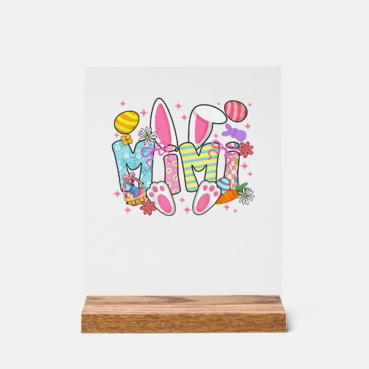 Easter Mimi Bunny Ears Coquette Bow Easter Rabbit  アクリルサイン (正面)