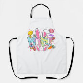 Easter Mimi Bunny Ears Coquette Bow Easter Rabbit  エプロン (正面)