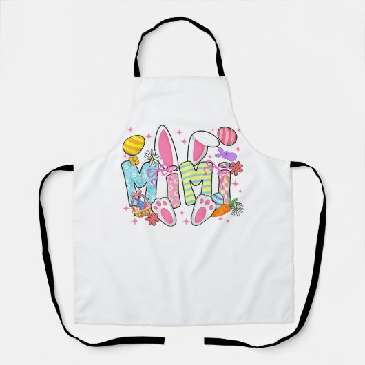 Easter Mimi Bunny Ears Coquette Bow Easter Rabbit  エプロン (正面)