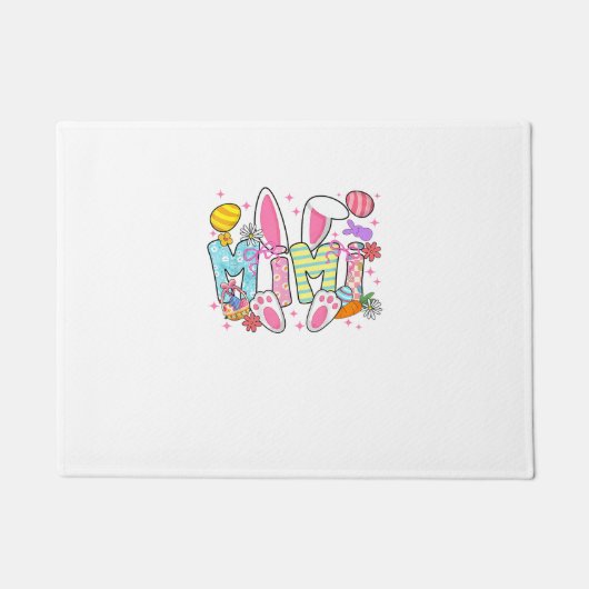 Easter Mimi Bunny Ears Coquette Bow Easter Rabbit  ドアマット (正面)