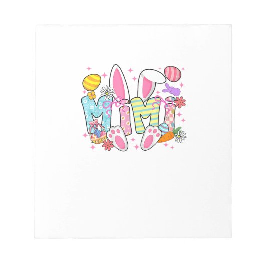 Easter Mimi Bunny Ears Coquette Bow Easter Rabbit  ノートパッド (正面)