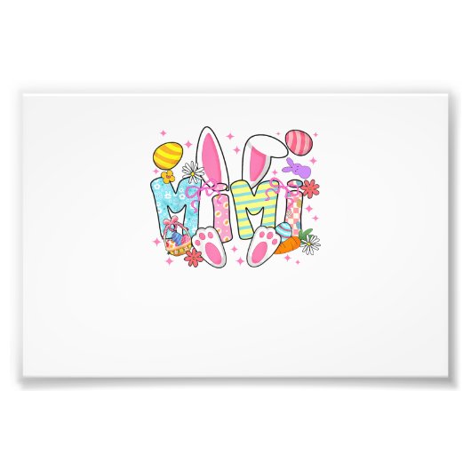 Easter Mimi Bunny Ears Coquette Bow Easter Rabbit  フォトプリント (正面)