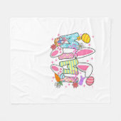 Easter Mimi Bunny Ears Coquette Bow Easter Rabbit  フリースブランケット (正面(横))