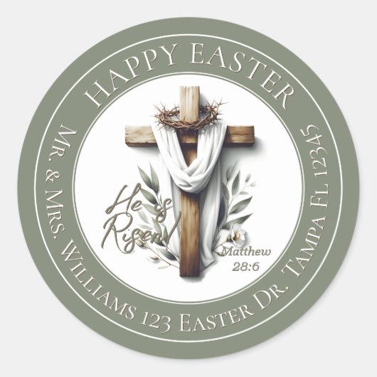 Easter Morning Cross Return Address Label ラウンドシール (正面)