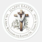 Easter Morning Cross Return Address Label ラウンドシール (正面)