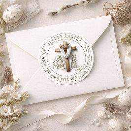 Easter Morning Cross Return Address Label ラウンドシール