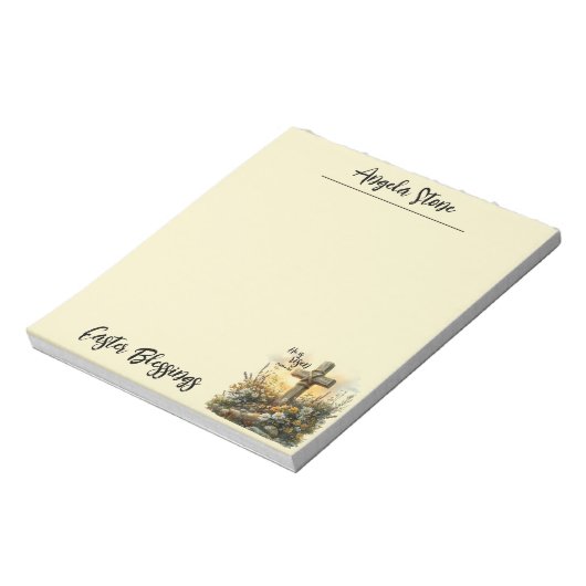 Easter Morning Cross with Glowing Sunrise  ノートパッド (回転)