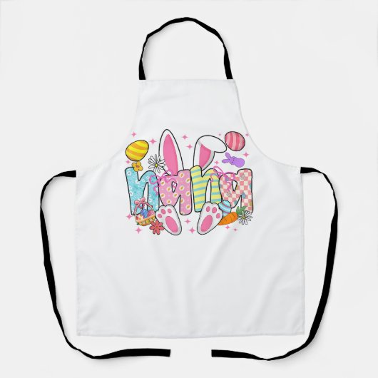 Easter Nana Bunny Ears Coquette Bow Easter Rabbit  エプロン (正面)