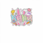 Easter Nana Bunny Ears Coquette Bow Easter Rabbit  シール (正面)