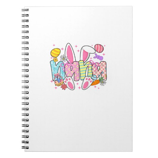 Easter Nana Bunny Ears Coquette Bow Easter Rabbit  ノートブック (正面)