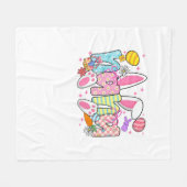 Easter Nana Bunny Ears Coquette Bow Easter Rabbit  フリースブランケット (正面(横))