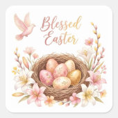 Easter Nest with Eggs スクエアシール (正面)