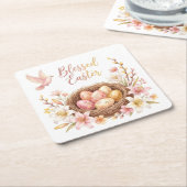 Easter Nest with Eggs スクエアペーパーコースター (アングル)