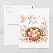 Easter Nest with Eggs ポストカード (正面/裏面)