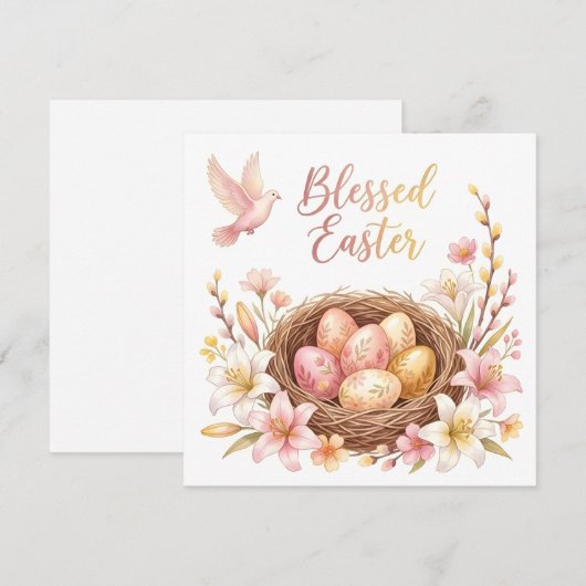 Easter Nest with Eggs 招待状 (正面/裏面)