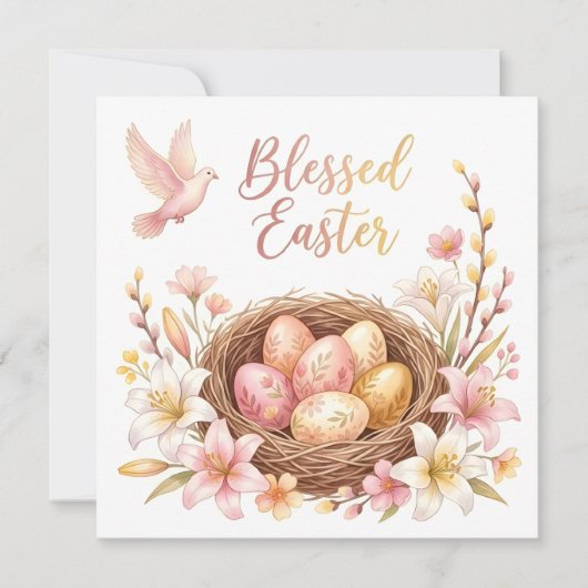 Easter Nest with Eggs 招待状 (正面)