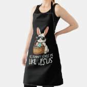 Easter No Bunny Loves Me Like Jesus Christian エプロン (インサイチュ)