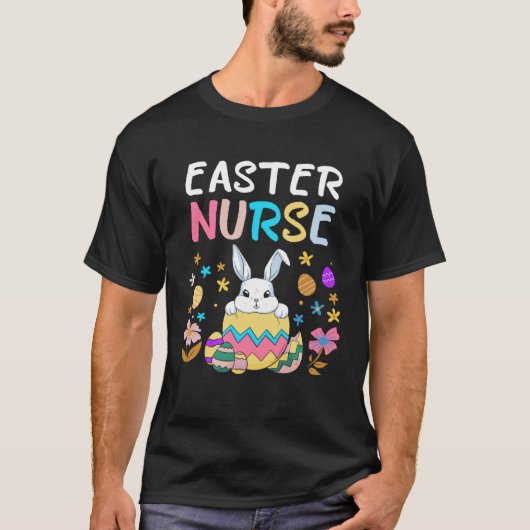 Easter Nurse Happy Easter Day Women Men Rabbit Bun Tシャツ (正面)