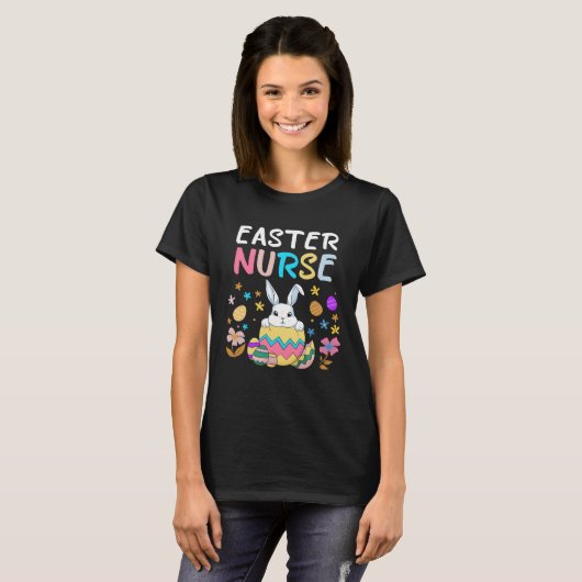 Easter Nurse Happy Easter Day Women Men Rabbit Bun Tシャツ (正面フル)