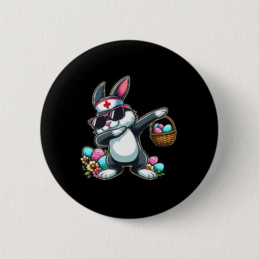 Easter Nurse Women Cute Bunny Nurse Easter Rn Lpn  缶バッジ (正面)