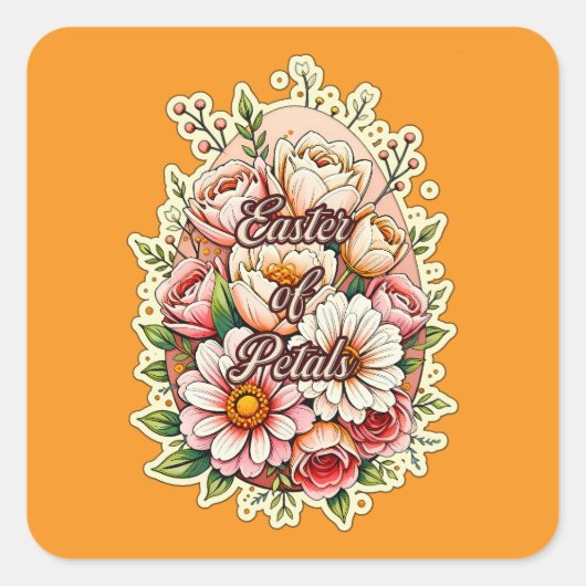 Easter of Petals – Floral Bunny Art - Autocolante スクエアシール (正面)