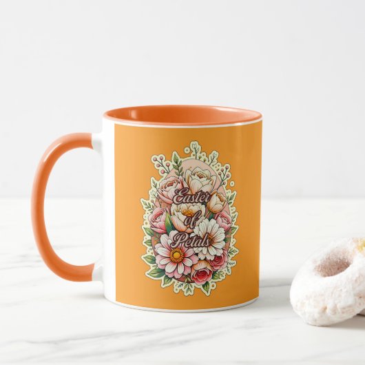 Easter of Petals – Floral Bunny Art - caneca マグカップ (ドーナツ)