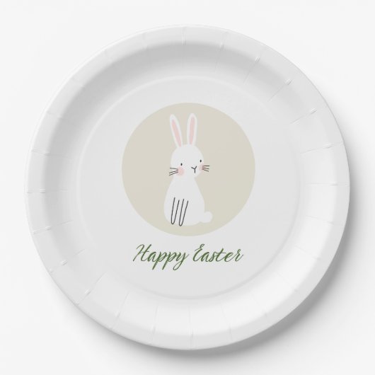 Easter Paper Plate with Cute Bunny Design ペーパープレート (正面)