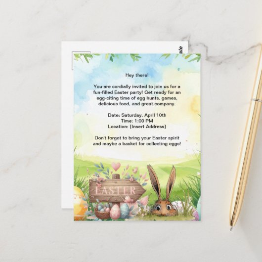 Easter Party Invitation card ポストカード (正面/裏面インサイチュ)