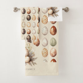 Easter Pastel Easter Eggs Design in Cream & Brown バスタオルセット