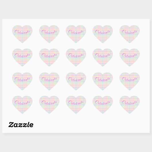 Easter Pastel Plaid Heart Stickers - Celebrate ハートシール (シート)