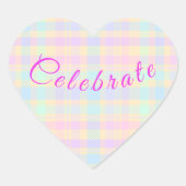 Easter Pastel Plaid Heart Stickers - Celebrate ハートシール (正面)