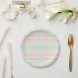 Easter Pastel Plaid Party Paper Plates ペーパープレート