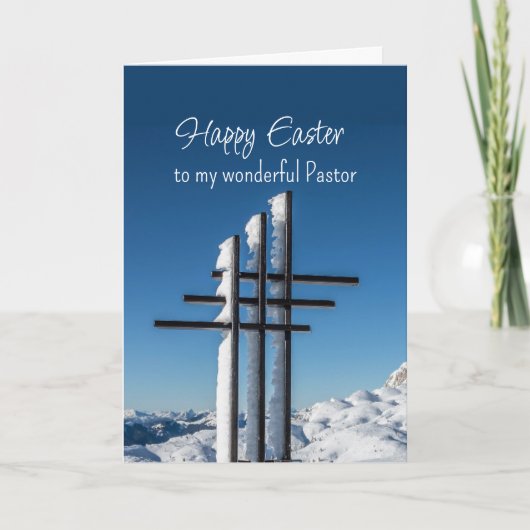 Easter Pastor Crosses on Snow Covered Hill シーズンカード (正面)