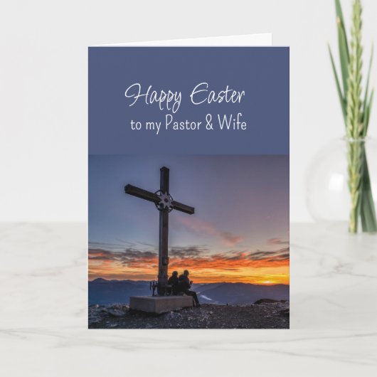 Easter Pastor Wife Crosses Sunset on Hill Mountain シーズンカード (正面)