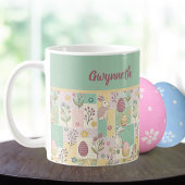 Easter Patchwork Pastel Bunnies Eggs and Gingham コーヒーマグカップ