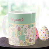 Easter Patchwork Pastel Bunnies Eggs and Gingham コーヒーマグカップ