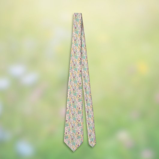 Easter Patchwork Pastel Bunnies Eggs and Gingham ネクタイ