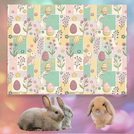 Easter Patchwork Pastel Bunnies Eggs and Gingham 薄葉紙