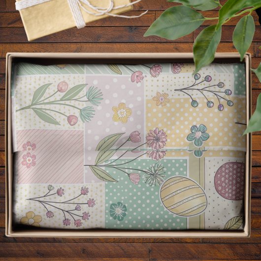 Easter Patchwork Pastel Bunnies Eggs and Gingham 薄葉紙