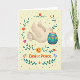 Easter Peace Watercolor Dove & Decorative Egg  カード