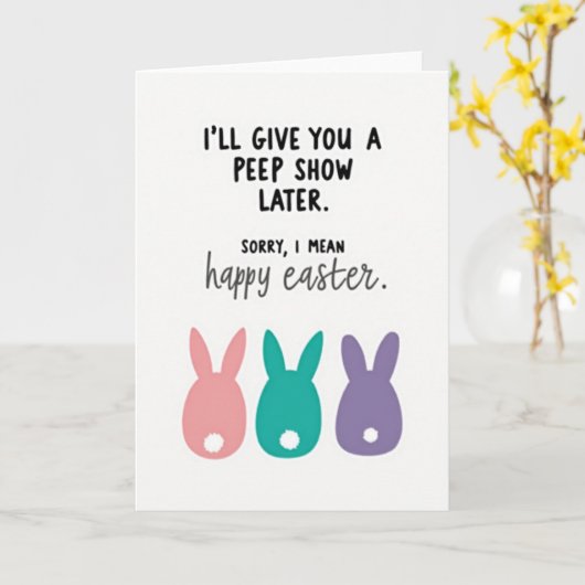 Easter Peep Show Funny Card カード (黄色い花)