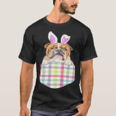 Easter Plaid Bulldog Bunny Dog In Pocket Tシャツ (正面)