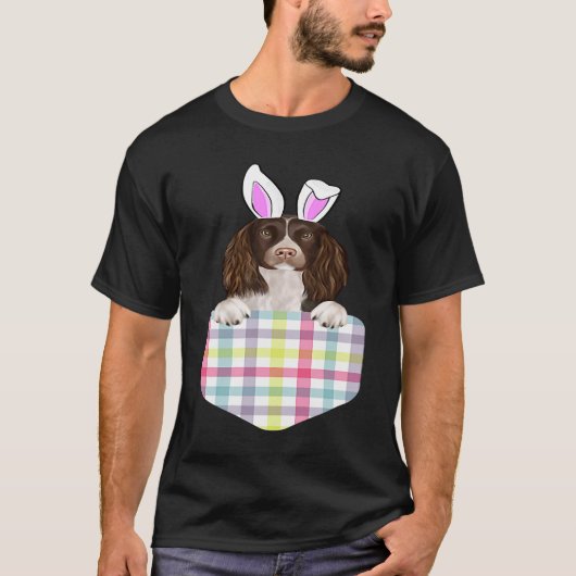 Easter Plaid English Springer Spaniel Bunny Dog In Tシャツ (正面)